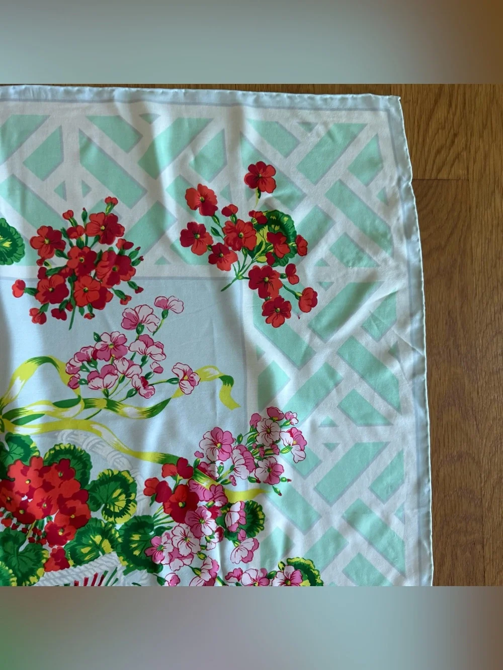 Carleton Varney for Grand Hotel 100% Silk Floral Scarf Mackinac Island Signed